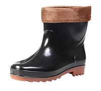 Botas de lluvia de goma anchas para mujer, botas para hombre de jardín, zapatos de lluvia, Brown, 38 2/3 EU