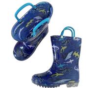 -Botas de lluvia de guardería Botas de agua hasta la rodilla para bebés Trajes para padres e hijos, medianas y grandes -botas de lluvia altas hasta la rodilla con asas Botas de goma, azul, 30.5 EU