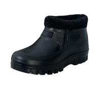 Botas de lluvia de invierno para hombre, con forro cálido, cuello de piel sintética, impermeables, suela gruesa, zapatos de jardín para días fríos y húmedos, Black, 40 2/3 EU