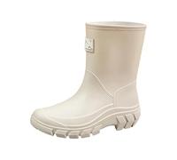 Botas De Lluvia De Media Caña con Antideslizante para Trabajos Al Libre Y Clima Húmedo Calzado De Goma para Jardinería Y Uso En Todas Las Estaciones (White 40)