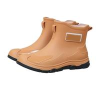 Botas de lluvia de moda para mujer, botines cortos de verano, calzado informal para uso diario. Botas Impermeables Forro (Light Yellow, 37)