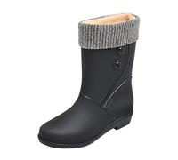Botas de lluvia de plástico Zapatos Cómodas Botas de lluvia Ligeras de Tobillo Botas de Lluvia de Exterior Satinadas Botas a prueba de nieve, Negro , 37 EU