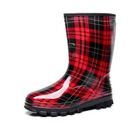 Botas de lluvia de tacón bajo con hebilla y punta redonda para mujer Chubasqueros Desechables Botas Color Plata (Watermelon Red, 40)