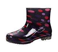 Botas de lluvia de tobillo para mujer, impermeables, anchas, botas de lluvia Chelsea antideslizantes, sin costuras, zapatos de PVC de una sola pieza, suela antideslizante para senderismo corto y