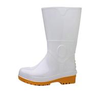 Botas de lluvia de trabajo para hombre, resistentes a golpes y pinchazos, para industria y minería, resistentes al aceite y a los álcalis, zapatos acuáticos blancos, tubo medio sin forro polar