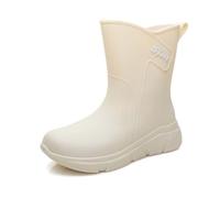 Botas de lluvia elegantes para mujer con antideslizante para actividades exteriores y tareas domésticas prácticas (Beige, 37) #124