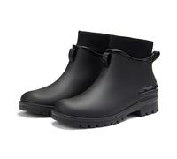 Botas de lluvia gruesas antideslizantes a prueba de lluvia con boca de tubo y color sólido para parejas Botas Agua Altas Mujer Botas De Mujer Elegantes (Black, 41)