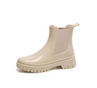 Botas de lluvia gruesas, antideslizantes, de color sólido, de caña baja y tubo corto para temporada de lluvias para mujer Botas Goma Cana Ancha Botas Agua Antideslizantes (White, 36)