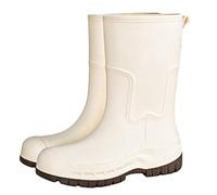 Botas de lluvia gruesas y altas para mujer, impermeables, informales, para el bienestar, para clima húmedo, perfectas para uso diario al aire libre, caminar, jardín y festivales, beige, 38.5 EU