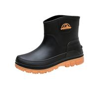 Botas de lluvia impermeables a media pantorrilla para hombre, con emblema de montaña, calzado resistente para pesca, granja, paseos por barro, Amarillo, 41 1/3 EU