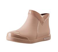 Botas de lluvia para damas Zapatos de jardín impermeables Antideslizantes Plantilla cómoda para damas Botas de lluvia de tobillo ligeras a la Zapatos de trabajo al libre Zapatillas De (Khaki, 39)