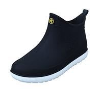 Botas de lluvia para hombre, zapatos de agua de tubo corto, zapatos de cocina, zapatos de lluvia anti trabajo, botas de lluvia 7 hombres, Black, 40 2/3 EU