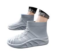 Botas de lluvia para hombre, zapatos de trabajo antideslizantes, suela gruesa, para senderismo al aire libre, botas de goma informales de media pantorrilla para todo tipo de clima. (Grey, 43)