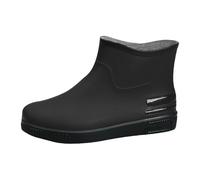 Botas de lluvia para mujer, botas de agua de caña corta, botas de goma antideslizantes, impermeables, de media altura, botas cálidas, cómodas, para jardín, agricultura, pesca, Z2 negro., 36 EU
