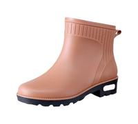 Botas de lluvia para mujer, color beige, botas de goma para mujer, botas de media altura, resistentes al agua, antideslizantes, suaves, cómodas, de trabajo, modernas, monocolor, para el tiempo libre