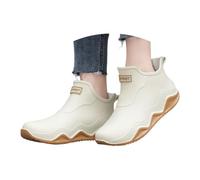 Botas de lluvia para mujer, color bloque, par de botas cortas, impermeables y antideslizantes, botas de trabajo al aire libre, botas de pesca, botas de goma, cómodas, zapatos de goma