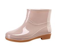 Botas de lluvia para mujer, cortas y ligeras, botas de goma para mujer, con tacón, botines de goma, antideslizantes, suaves, cómodas, monocolor, botas de trekking, desgaste, caqui, 36 EU