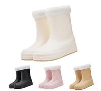 Botas de lluvia para mujer, forradas, medias altas, impermeables, botas de lluvia modernas, cálidas, cómodas botas de trabajo, con suela antideslizante, zapatos de jardín, botas de exterior para mujer