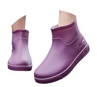 Botas de lluvia para mujer, impermeables, antideslizantes, cortas, botas de lluvia con tacón, cómodas, negras brillantes, botines de lluvia, botas básicas, botas de equitación de caña ancha, botas de