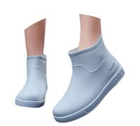 Botas de lluvia para mujer, impermeables, antideslizantes, cortas, botas de lluvia con tacón, cómodas, negras brillantes, botines de lluvia, botas básicas, botas de equitación de caña ancha, botas de