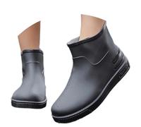Botas de lluvia para mujer, impermeables, antideslizantes, cortas, botas de lluvia con tacón, cómodas, negras brillantes, botines de lluvia, botas básicas, botas de equitación de caña ancha, botas de