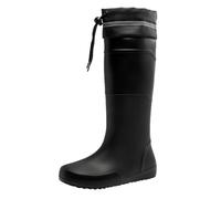 Botas de lluvia para mujer, impermeables, botas de goma para mujer, con forro alto, antideslizantes, de entretiempo, cálidas, suaves, cómodas, de trekking, resistentes a la abrasión, monocolor, Negro