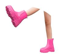 Botas de lluvia para mujer, impermeables, medias altas, antideslizantes, cómodas, para invierno, con plantillas cómodas, Rosa intenso., 38 EU