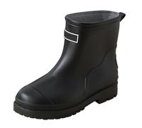 Botas de lluvia para mujer, ligeras, botas de goma para mujer, semialta, color beige, resistentes al agua, botines planos, zapatos de trabajo, suaves, cómodas, botas de jardín, monocolor, botas de