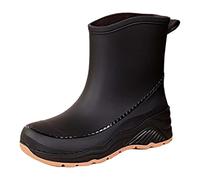 Botas de lluvia para mujer, medias altas, botas de agua, botas de goma, botas de goma, botas de jardín, impermeables, botines antideslizantes para tobillo, Negro , 38 EU