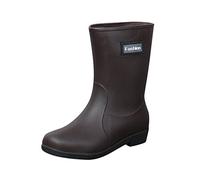 Botas de lluvia para mujer para mujer tobillo impermeable Rainboot Slip On Garden Boot zapatos de goma Botines Cana Ancha Botas Montaña Mujer (Brown, 37)