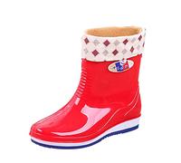 Botas de lluvia para mujeres Botas de lluvia medianas Botas de agua de moda Zapatos de trabajo de cocina de algodón Botas De Trabajo Hombre Campo Botas De Agua Niño (Red, 37)