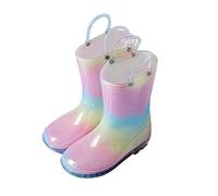 Botas de lluvia para niñas, con purpurina y arcoíris, con asas fáciles de poner, botas de lluvia para niñas 32, a, 31 EU