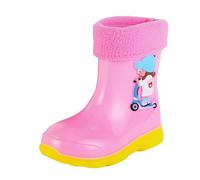 Botas de lluvia para niñas, impermeables, antideslizantes, fáciles de poner para niños y niños, zapatos de barro, para días de lluvia y barro, rojo, 31 EU