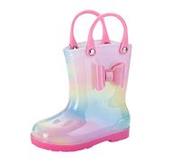 Botas de lluvia para niños 111, botas de lluvia con lazo, fáciles de poner, botines de goma para niñas, zapatos ligeros no 222, a, 33 EU