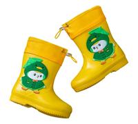 Botas De Lluvia para Niños Animados De Un Grupo De Niños Botas De Lluvia para Bebés Zapatos De Agua Cortos para Niñas En El Jardín De Infantes (Yellow 26 Little Kids)