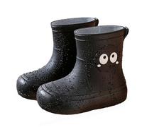 Botas de Lluvia para niños con Boca elástica y Suela Texturizada, Antideslizantes, Ligeras y cómodas, para Estudiantes de Primaria (Black, 31 Little Child)