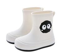 Botas de Lluvia para niños con Boca elástica y Suela Texturizada, Antideslizantes, Ligeras y cómodas, para Estudiantes de Primaria (White, 32 Little Child)