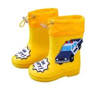 Botas de lluvia para niños Dino Corto Pvc Botas de lluvia impermeables Botas de goma, 07 amarillo., 30 EU Estrecho
