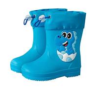 Botas de lluvia para niños y niñas, impermeables, zapatos de agua, antideslizantes, ligeras, cómodas, botines de lluvia, escuela primaria, boca elástica texturizada, botines de niña, 01a Azul, 28 EU