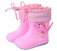 Botas de lluvia para niños y niñas, impermeables, zapatos de agua, antideslizantes, ligeras, cómodas, botines de lluvia, escuela primaria, boca elástica texturizada, botines de niña, 02a Rosa, 26 EU