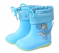 Botas de lluvia para niños y niñas, impermeables, zapatos de agua, antideslizantes, ligeras, cómodas, botines de lluvia, escuela primaria, boca elástica texturizada, botines de niña, 02a Azul, 23.5 EU