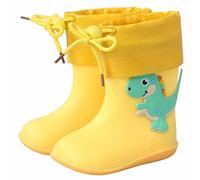 Botas de lluvia para niños y niñas, impermeables, zapatos de agua, antideslizantes, ligeras, cómodas, botines de lluvia, escuela primaria, boca elástica texturizada, botines de niña, 02a Amarillo, 32