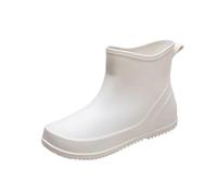 Botas de lluvia Wellington para mujer, ligeras, de EVA, duraderas, cómodas, para exteriores, impermeables, antideslizantes, para lluvia, barro, blanco D, 37 EU