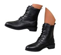 Botas de martini para mujer, otoño e invierno, botas cortas inglesas, retro, tacón medio, botas de barco, tacón de bloque, piel suave, botas de entretiempo, Negro , 38.5 EU