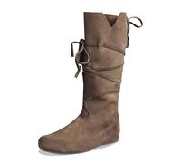 Botas de Media caña de Gamuza con Cordones de Color Liso a la Moda para otoño e Invierno para Mujer, Botas cómodas con Temperamento, Elegantes y prácticas para Diario y Oficina_2