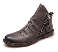 Botas de Media caña para Hombre con Cremallera Lateral y tacón de Cuero, Zapatos de Vestir Formales, Zapatos clásicos,Gris,45 EU