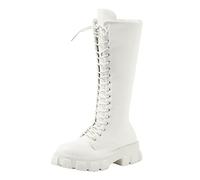 Botas de media pantorrilla con cordones para mujer, puntera redonda, con cremallera, botas de plataforma de tacón grueso, botas de motocicleta antideslizantes, suela punk, gótica, botas para mujer