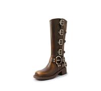 Botas de media pantorrilla for mujer, botines casuales vintage, zapatos de mujer de estilo moderno for uso durante todo el año, fáciles de combinar con varios conjuntos, ideales for caminar y estar de