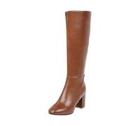 Botas de media pantorrilla modernas y elegantes, botas altas hasta la rodilla, botas largas de tacón alto, botas largas para mujer, tacones de pantorrilla ancha, Brown, 39 EU