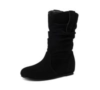 Botas de Media Pierna para Mujer de Entrada fácil con tacón cuña Oculto, Botas Casual cómodas de Fieltro sintético para Uso Diario,Black Suede,43 EU